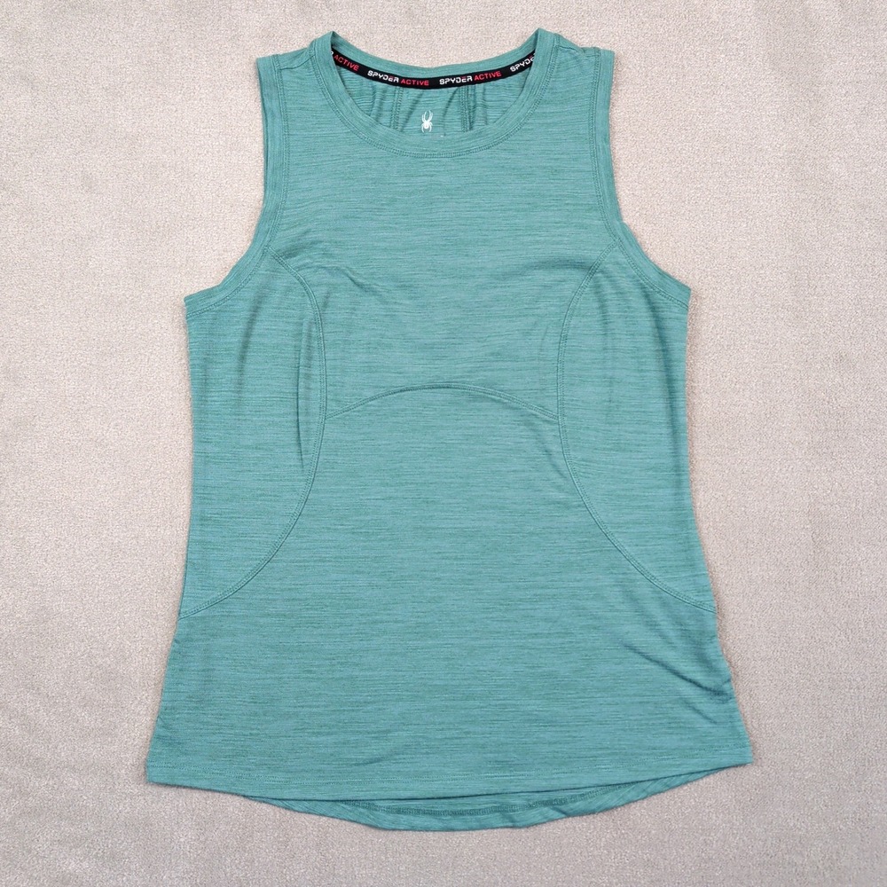 Spyder Active Performance Tank Top Small Green Space Dye Sleeveless Gym Running